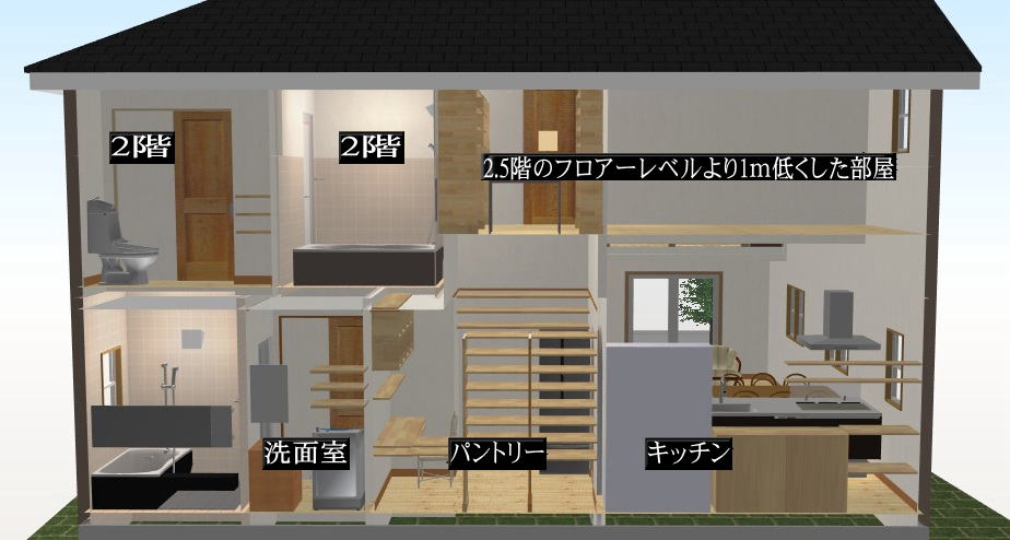 2.5階建ての家構造