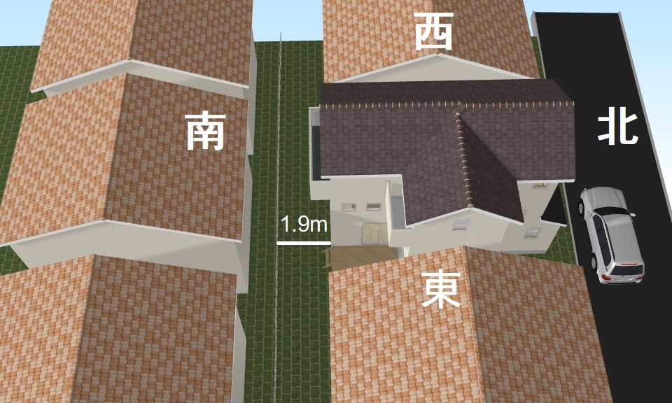 2.5階建ての家・日当りシュミレーション