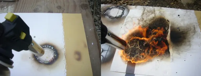 ビニールクロスの耐火実験